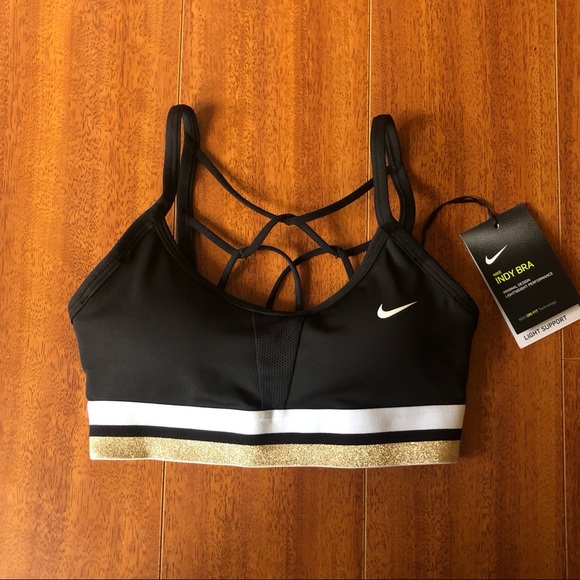 Nike Other - Nike Indy Icon Clash Sports Bra Black/White/Gold Nike Other - Nike Indy Icon Clash Sports Bra Black/White/Gold